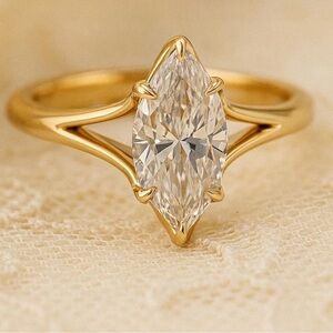 Elegant Gold Marquise Ring with Moissanite